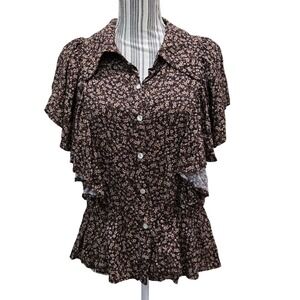 Dear John Y2K Babydoll‎ Peplum Blouse Bella Swan Core Rayon Womens L
